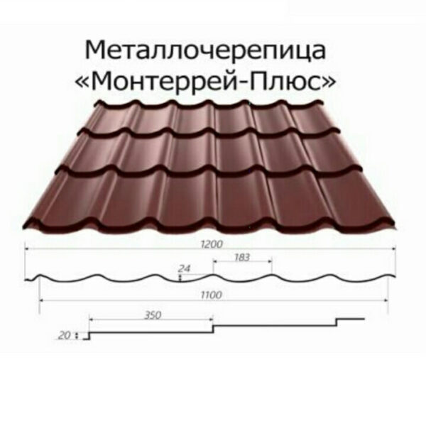 Металочерепиця АтлтаTM Італія коричнева РЕ 0,45 мм (глянець) "Сталекс" — изображение 2