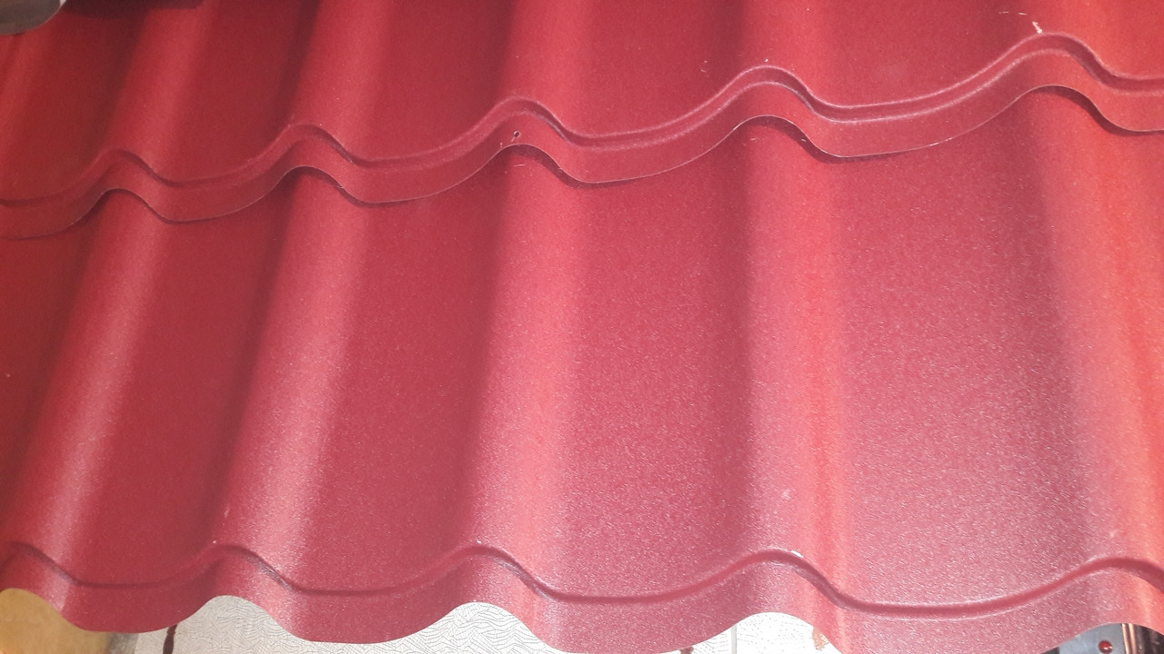 Металочерепиця Rauni Premium RAL 3011 (червона — глянець) PE 0,45 мм Південна Корея 9 Металочерепиця Rauni Premium RAL 3011 (червона — глянець) PE 0,45 мм Південна Корея — изображение 9