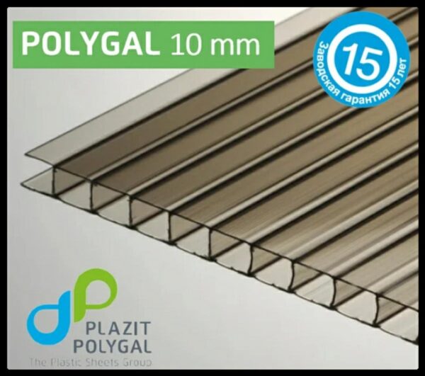 Стільниковий Полікарбонат 6 мм "Polygal Standart" (Бронзовый) — изображение 2
