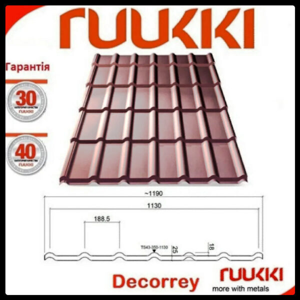 Металочерепиця Ruukki Decorrey Grand PuralMatt BT — RR 2Н3 — изображение 2