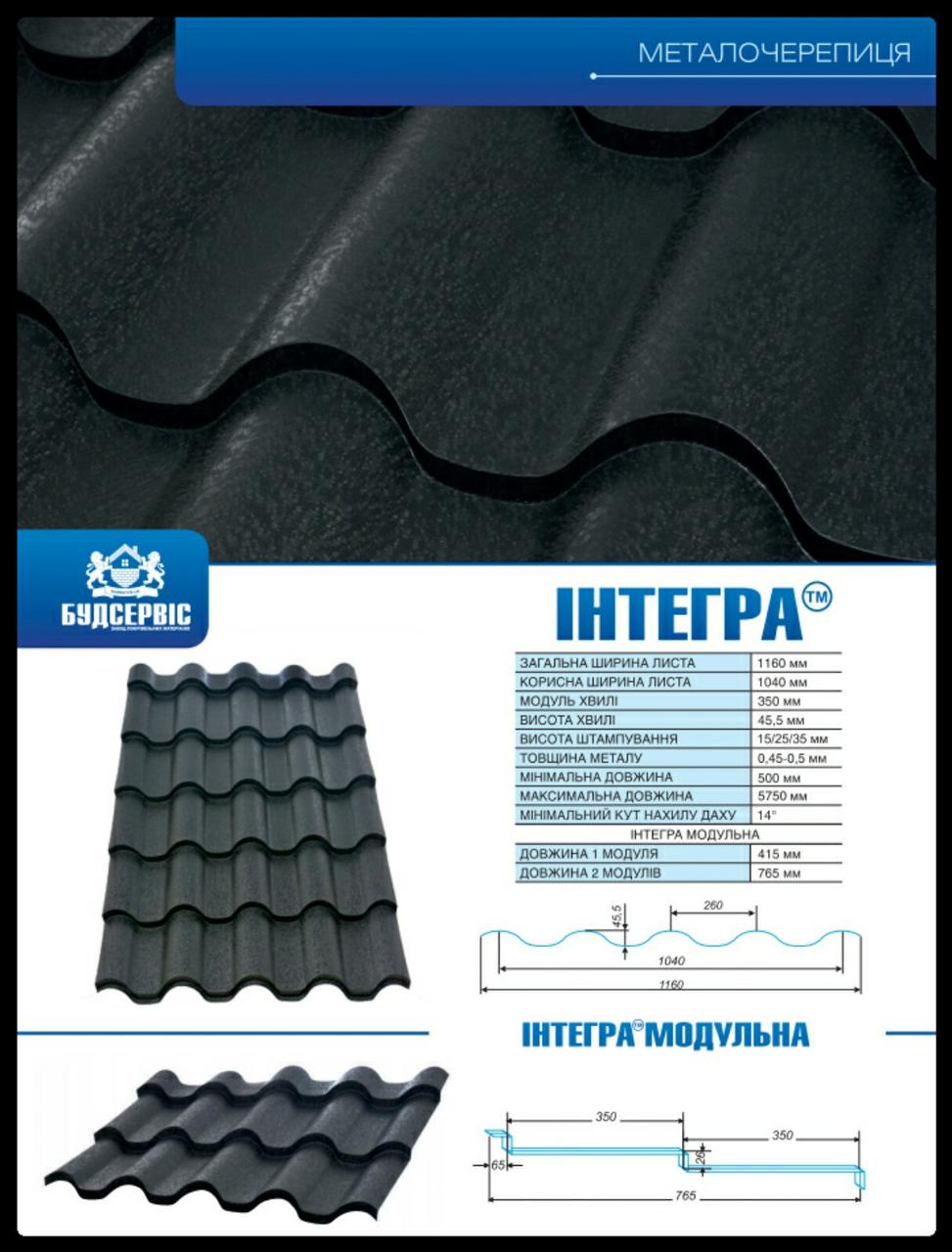 Металочерепиця Інтегра 0,5 мм RAL 9005 чорний 6 Металочерепиця Інтегра 0,5 мм RAL 9005 чорний — изображение 6
