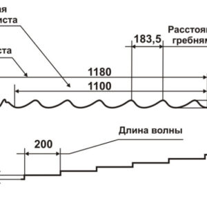 Металочерепиця Мегасіті крок міні 200 мм RAL 9006 0,4 Китай