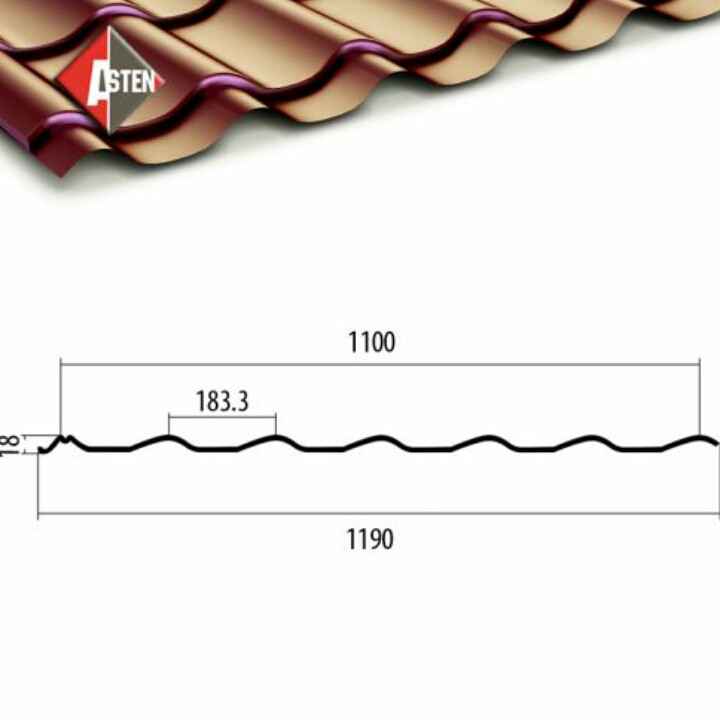 Металочерепиця KapitelSteel RAL 8017 PE 0,5 мм (Бельгія) з доставкою в Дніпр. 3 Металочерепиця KapitelSteel RAL 8017 PE 0,5 мм (Бельгія) з доставкою в Дніпр. - Зображення 3