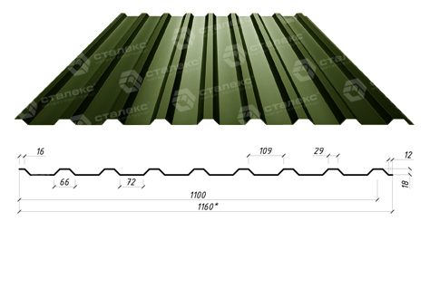 Профнастил С-18 RAL 6005 (зелений) PE 0.45 мм АВ металгруп 3 Профнастил С-18 RAL 6005 (зелений) PE 0.45 мм АВ металгруп - Зображення 3