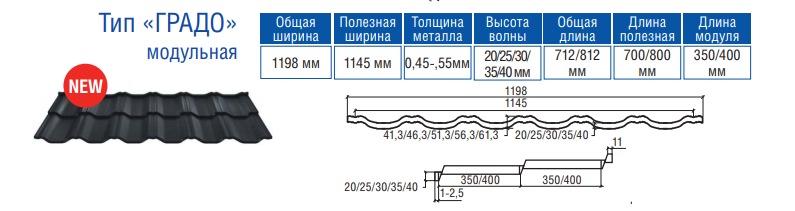 Металочерепиця Градо Н 350/20 мм 0,5 мм RAL 8017 MAT ArcelorMittal 7 Металочерепиця Градо Н 350/20 мм 0,5 мм RAL 8017 MAT ArcelorMittal - Зображення 7