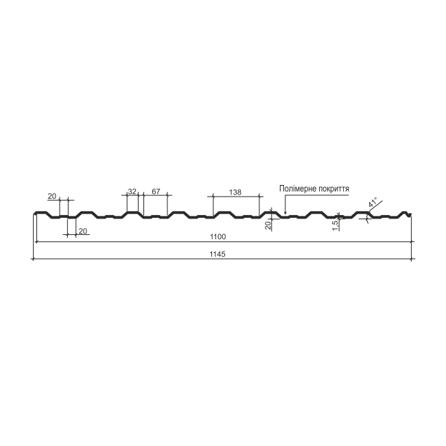 Профнастил TILE / H-20 / 0,5 мм / RAL 1015 глянець Arcelor Mital 3 Профнастил TILE / H-20 / 0,5 мм / RAL 1015 глянець Arcelor Mital - Зображення 3