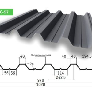 Профнастил — Н 57. 0,5 мм RAL 6020