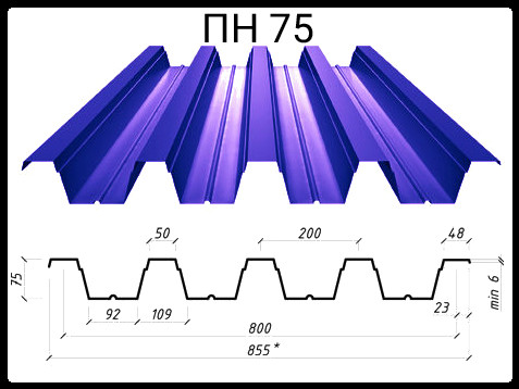 Профнастил Оцинкований Н - 75 | 0,7 мм | Завод ALSTEEL 2 Профнастил Оцинкований Н - 75 | 0,7 мм | Завод ALSTEEL - Зображення 2