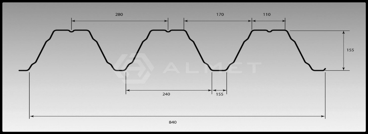 Профнастил Т-153 1,25 мм RAL 9010 / S320GD / Z100 / 4 Профнастил Т-153 1,25 мм RAL 9010 / S320GD / Z100 / - Зображення 4