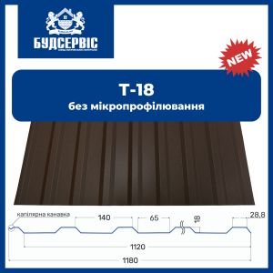 Профнастил Т-18 (кровильний) 0,45 мм Arvedi / МАТ RAL 1003