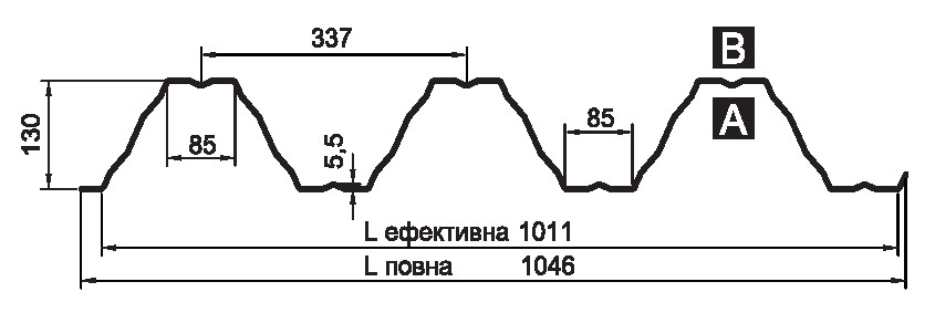 Профнастил Т-130 / 1,50 мм S280GD / RAL 9010 4 Профнастил Т-130 / 1,50 мм S280GD / RAL 9010 - Зображення 4