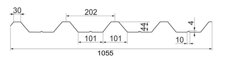 Профільований лист несе HC-44 (колір 9006 — сріблястий, глянець) Китай 0,45 мм 2 Профільований лист несе HC-44 (колір 9006 — сріблястий, глянець) Китай 0,45 мм - Зображення 2